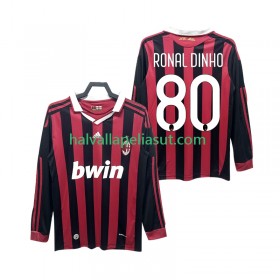 Jalkapallo Pelipaidat/Peliasut AC Milan RONALDINHO 80 2009 2010 Retro Kotipaita Pitkähihainen